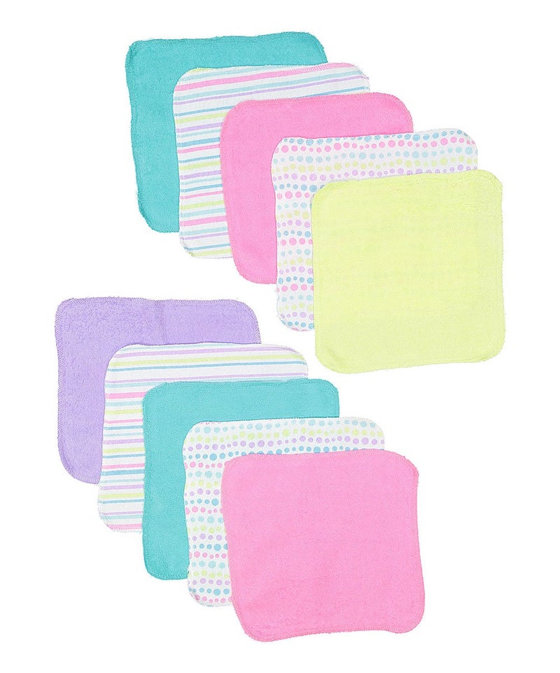 Spasilk Washcloth Wipes Set for Newborn Boys and Girls, Soft Terry Washcloth Set, Pack of 10, Aqua Bubbles, (010-1201) - Image 3